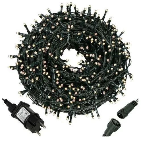 SPRINGOS LED svetelná reťaz - 27,5m, 500LED, 8 funkcií, IP44, teplá biela