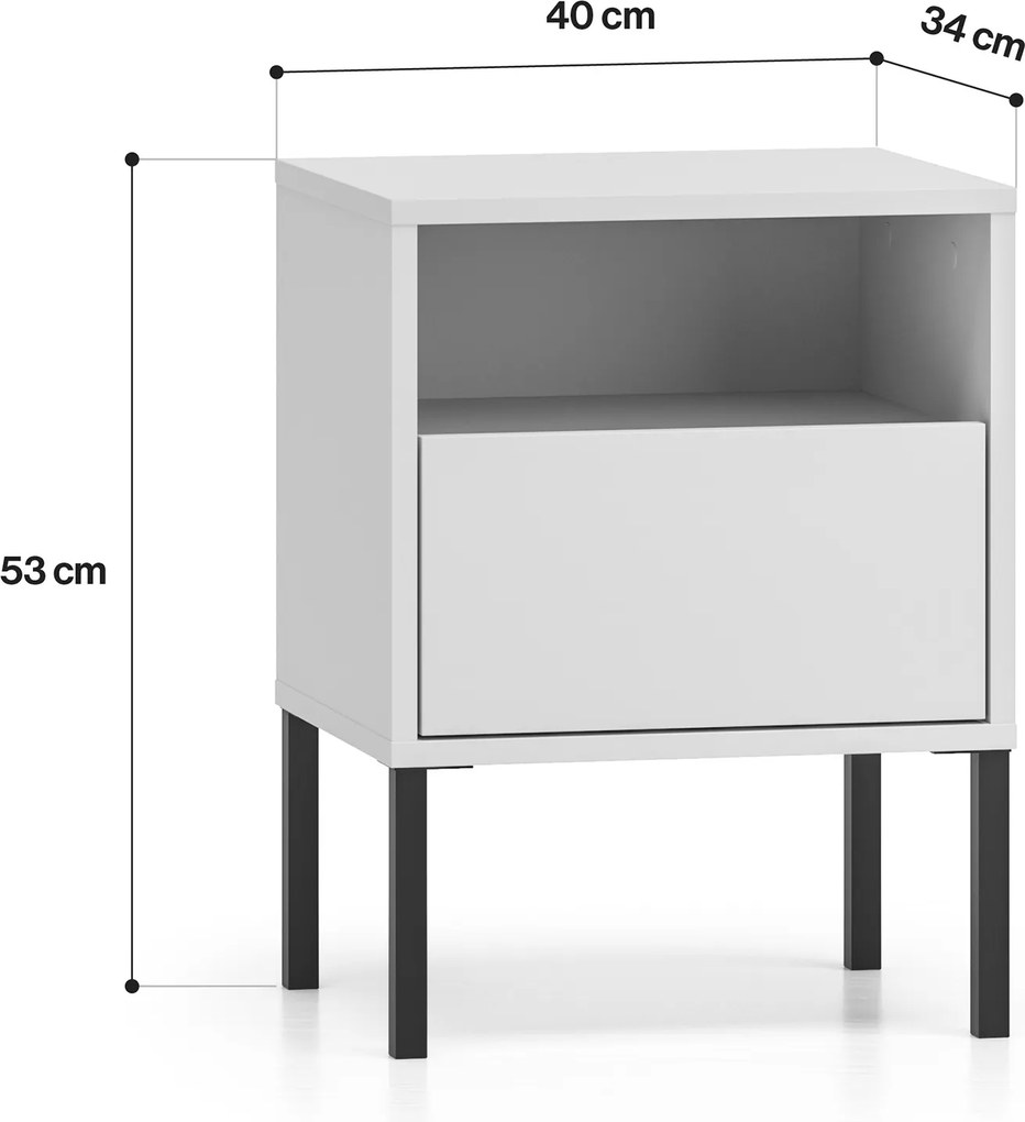 Nočný stolík so zásuvkou Harmona 40 cm - kašmír