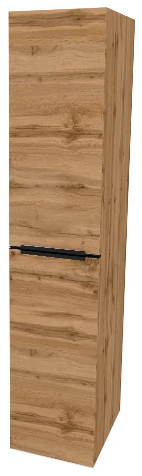 Mereo, Mereo Mailo, kúpeľňová skrinka vysoká 170 cm, čierne madlo, Multidecor, Dub Wotan, MER-CN594LPBDWOT