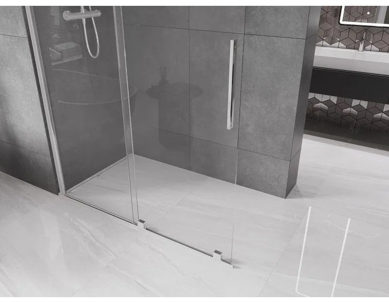 Mexen Velar, posuvné dvere do otvoru typ Walk-In 130 cm, 8mm číre sklo, chrómová, 871-130-000-03-01