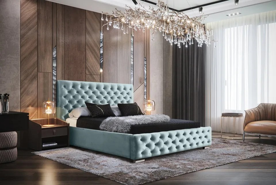 MANŽELSKÁ ČALÚNENÁ POSTEĽ BARON 200x200 S ROŠTOM CHESTERFIELD