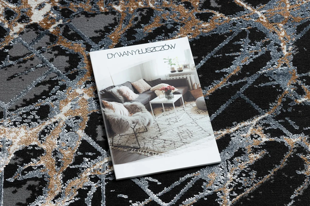 Moderný koberec DE LUXE 622 Abstrakcia - Štrukturálny sivo / zlatý