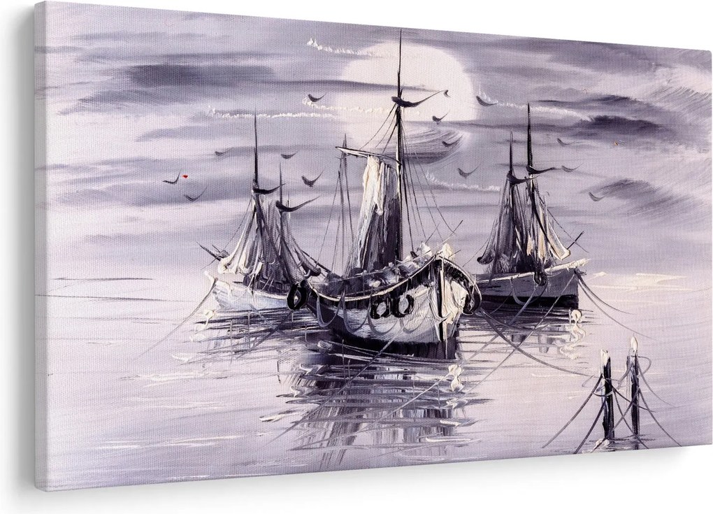 Obraz - Prístav, olejomaľba (90x60 cm)