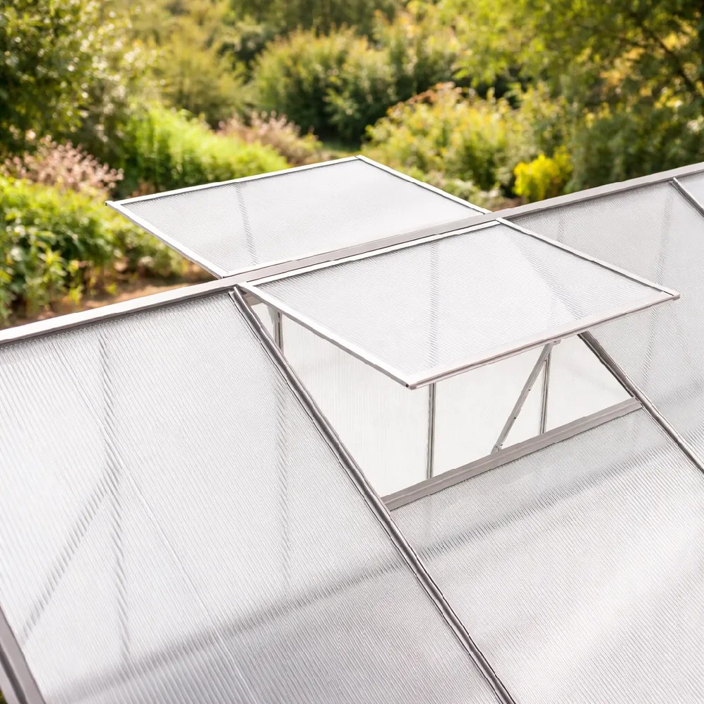 Skleník so základňou BestBerg BBGH‑1206S / 7,05 m² / 371 × 190 × 194 cm / strieborná