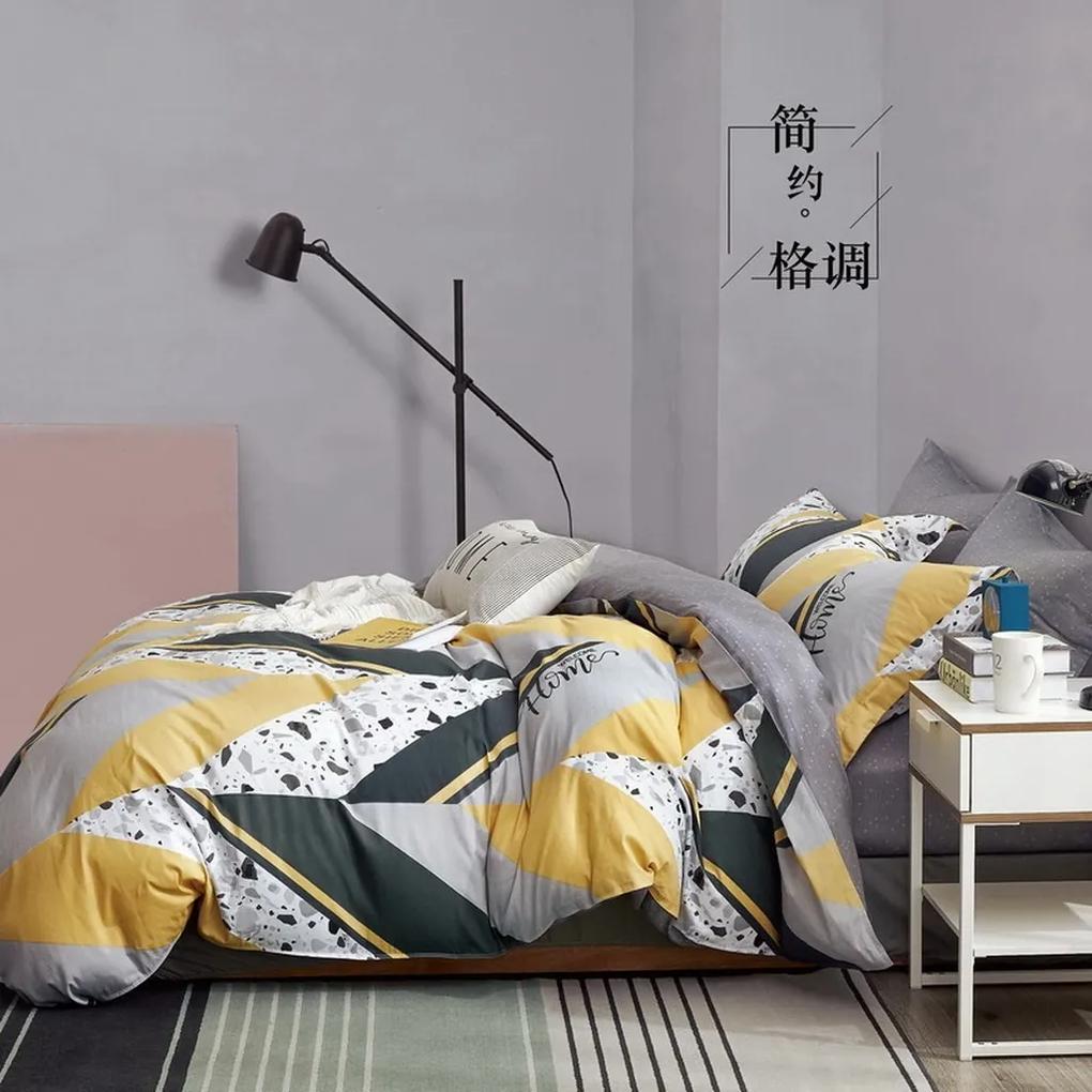 DomTextilu Krásne moderné žlté obojstranné posteľné obliečky 3 časti: 1ks 200x220 + 2ks 70 cmx80 Žltá 38532-182045