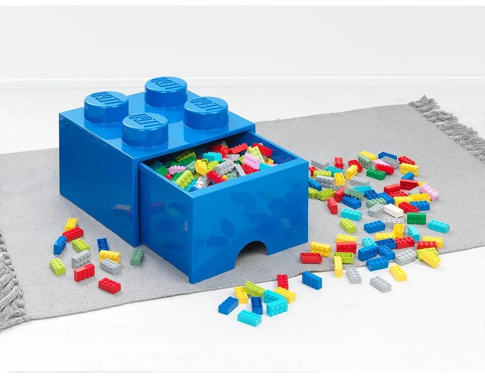 Modrý stolový box so zásuvkou LEGO®, 15 x 16 cm