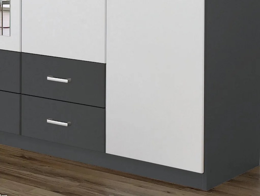 Šatníková skriňa Gamma, tmavo šedá/biela