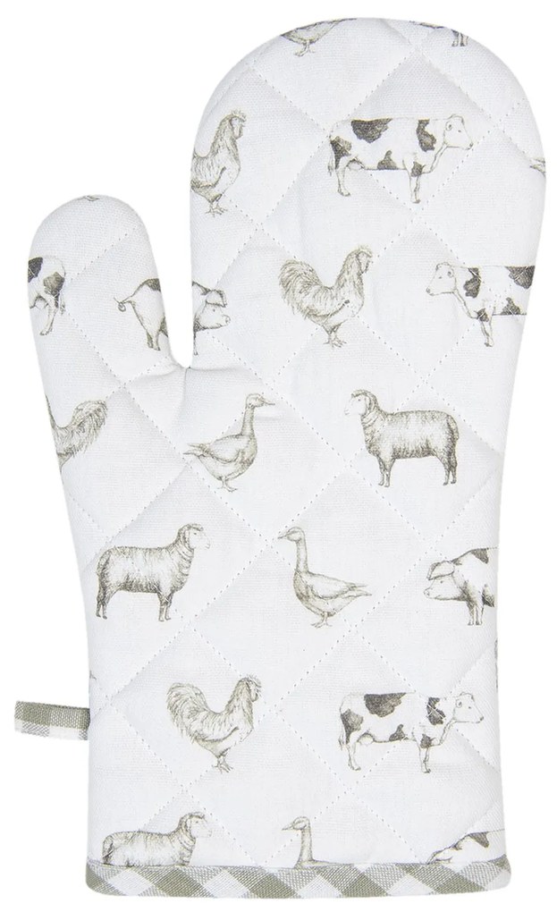 Bavlnená kuchynská chňapka Country Life Animals bielo-zelená - 16 * 30 cm