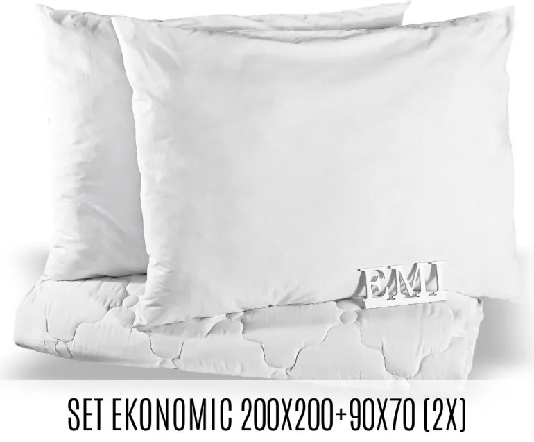 Set manželskej prikrývky a vankúšov Ekonomic 200x200 + 90x70 (2x) EMI
