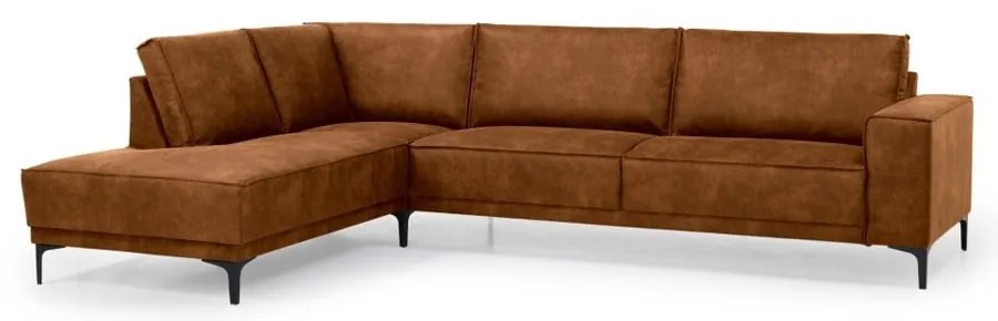 Koňakovohnedá rohová pohovka z imitácie kože (ľavý roh) Copenhagen – Scandic