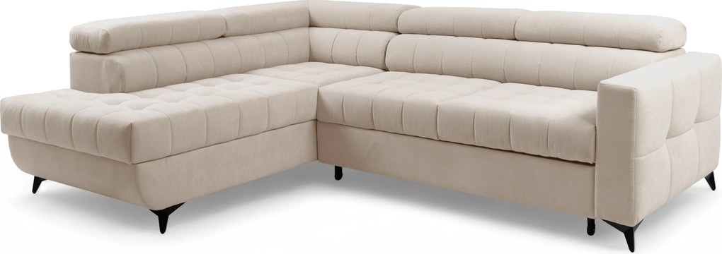 Rohová sedačka Nardo L s rozkladom ľavostranná - béžový plyš Pretty 03