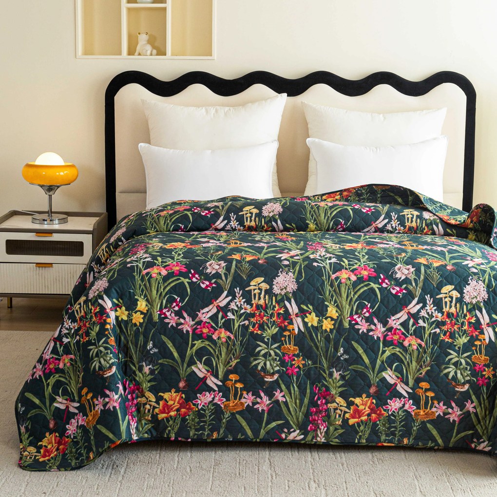Prehoz na posteľ MYSTIC GARDEN tmavozelený Rozmer: 220 x 240 cm