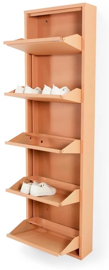 Kovová výklopná skrinka na topánky v lososovej farbe 50x169x15 cm Billy – Spinder Design