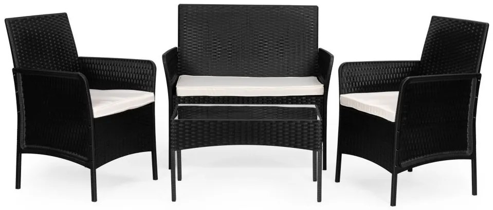 ZÁHRADNÝ SET ALIDA ČIERNY POHOVKA + 2 x KRESLO + STOLÍK