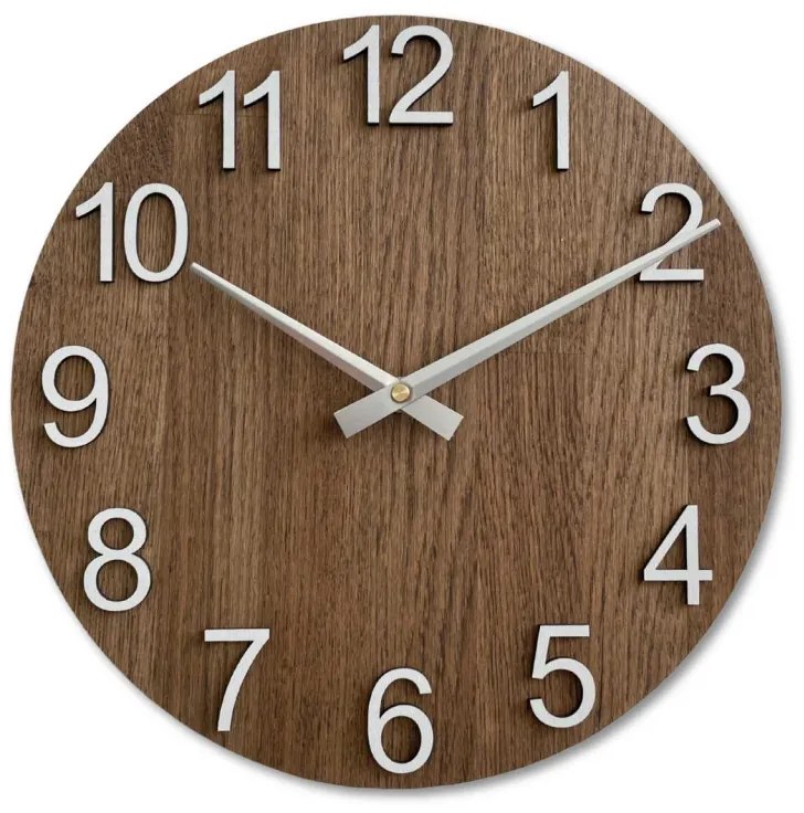 Elegantné hodiny z prírodného dreva na stenu I SENTOP MAS017-3073-silver-hands