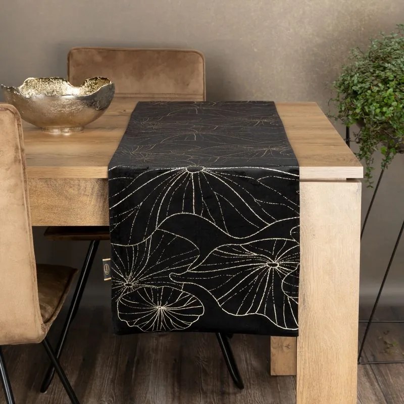 Dekorstudio Elegantný zamatový behúň na stôl BLINK 18 čierny Rozmer behúňa (šírka x dĺžka): 35x140cm