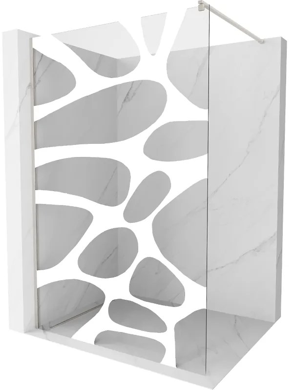 Mexen Kioto, sprchová zástena Walk-In 100 x 200 cm, 8mm číre sklo biely vzor, brúsená oceľ profil, 800-100-101-97-97