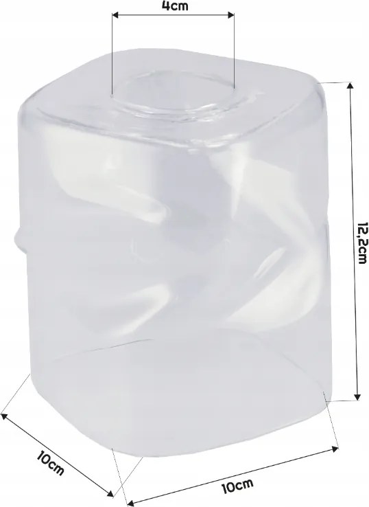 Sklenené tienidlo pre stropnú stolovú lampu, valcované štvorcové, priehľadné