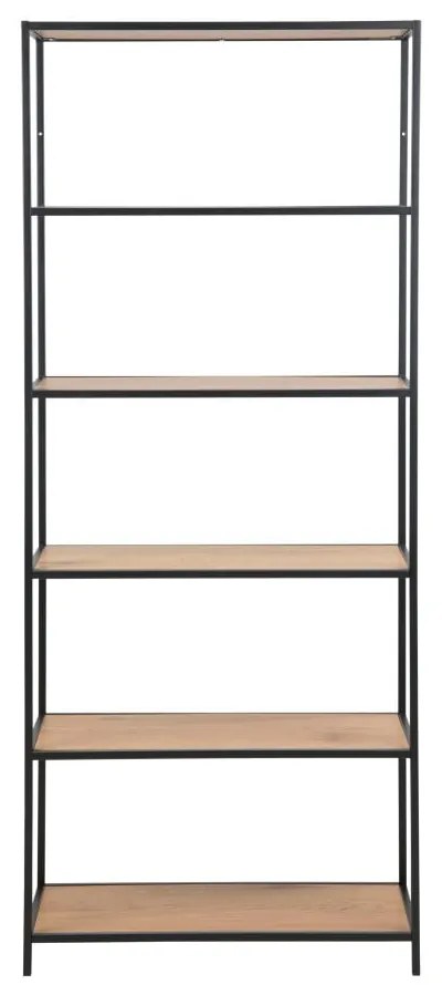 Regál v dekore duba v čierno-prírodnej farbe 77x185 cm Seaford – Actona