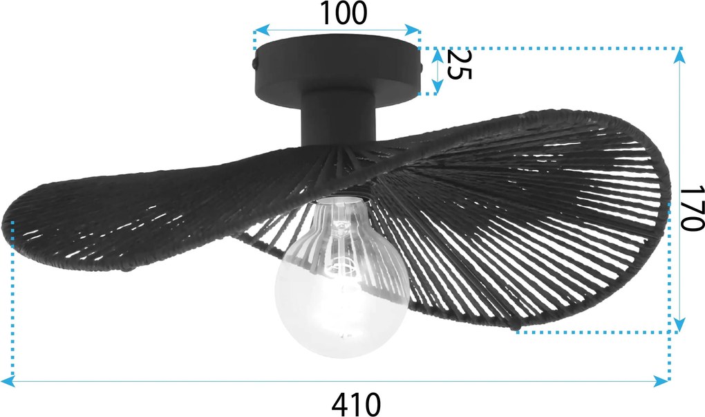 Toolight Toolight, stropné svietidlo 41cm, 1xE27, APP1832-1C, čierna, OSW-00631