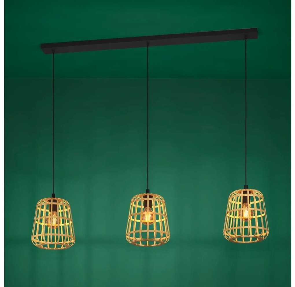 Eglo 390153 - Luster na lanku MONTEZUELO 3xE27/40W/230V bambus