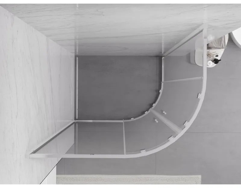 Mexen Exo, asymetrický sprchový kút s posuvnými dverami 90 x 80 cm, 6mm číre sklo, chrómový profil, 8132-090-080-01-00