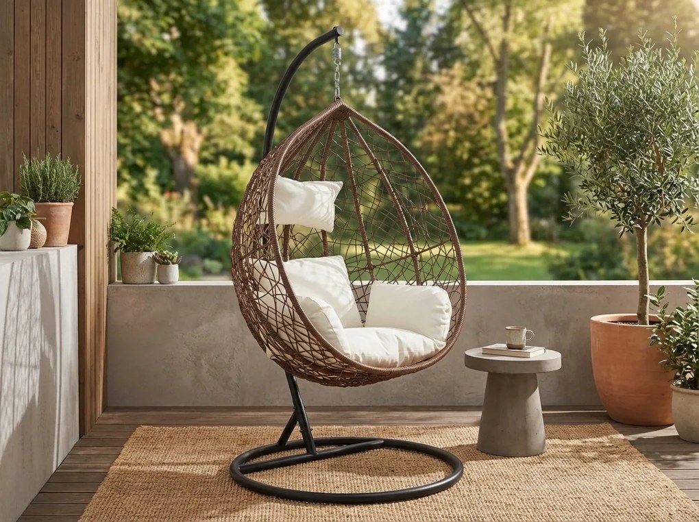 Hnedé závesné kreslo KOKON