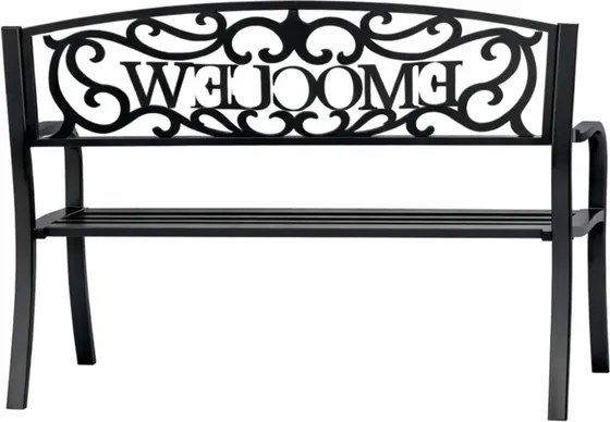 Lean Záhradná kovová lavička WELCOME – 127cm, čierna