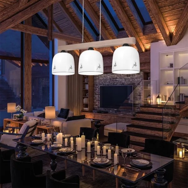 Kolarz A1352.83.Gr.100- Luster na lanku NONNA 3xE27/60W/230V jelene dub/biela/šedá