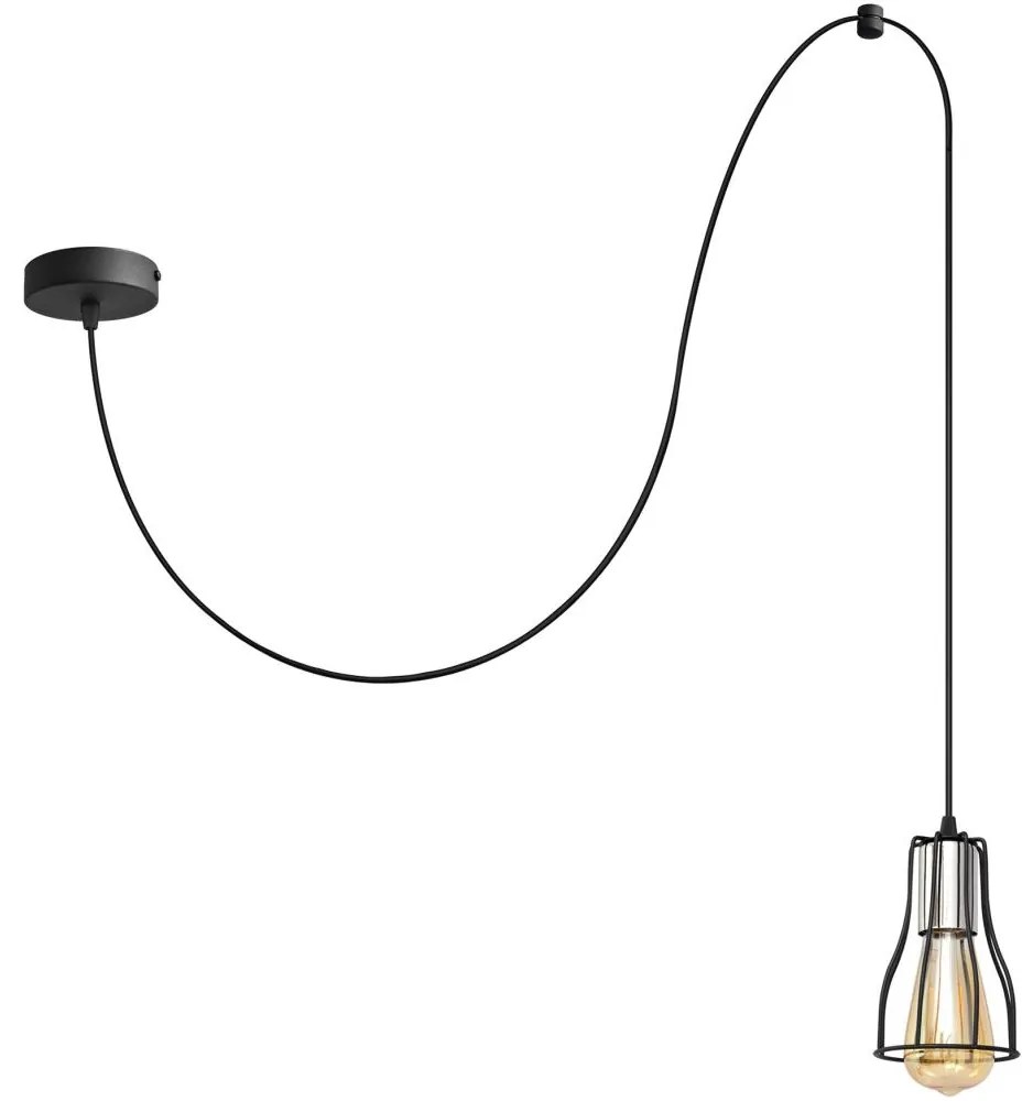 Luster na lanku TUBE LONG 1xE27/15W/230V čierna/chróm