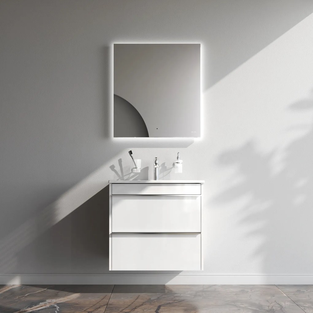 Skrinka s umývadlom 65 AM.PM Hit MTAFHX0652WG závesná, 2 zásuvky, lesklá biela