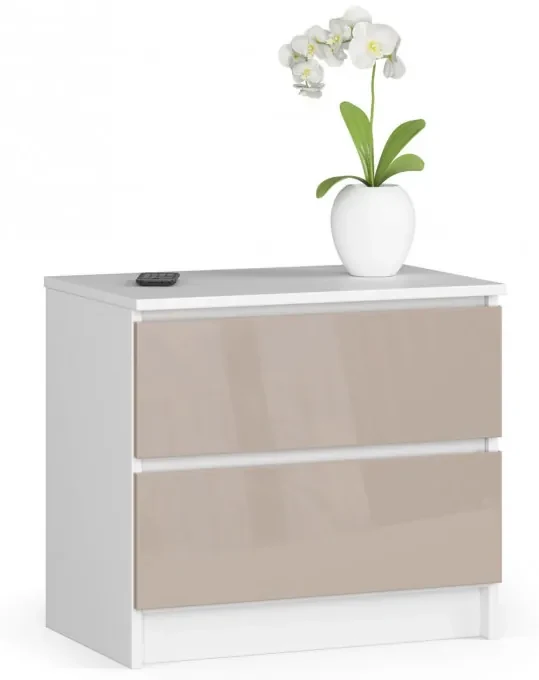 Nočný stolík K60 2SZ CLP cappuccino, lesk
