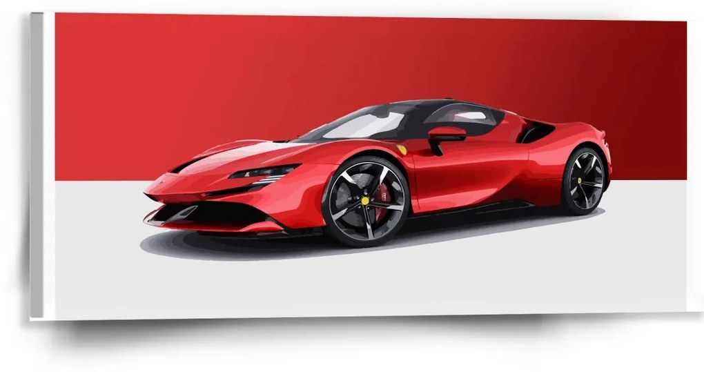 Sablio Obraz Ferrari na červenobílé - 110x50 cm