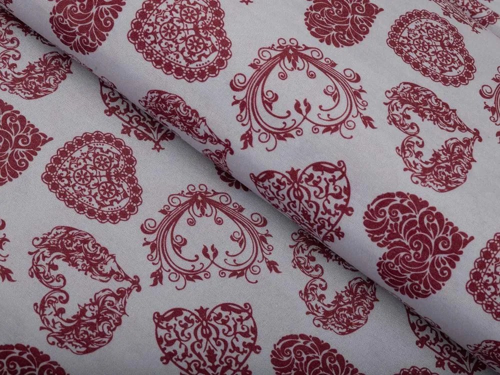 Biante Dekoračný oválny obrus PML-095 Vínové srdcia na sivom 100x140 cm