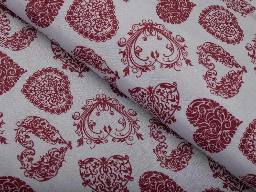 Biante Dekoračný záves PML-095 Vínové srdcia na sivom 145x250 cm