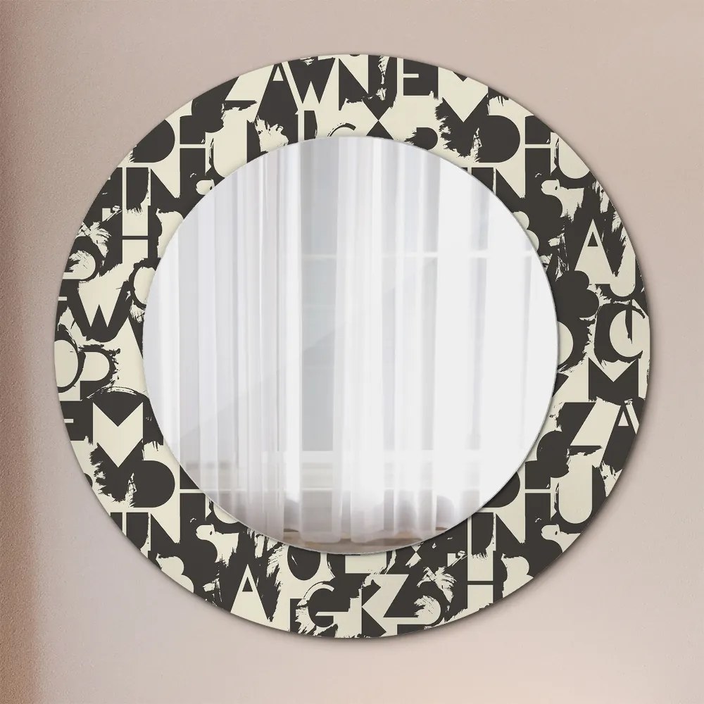 Okrúhle ozdobné zrkadlo Abstraktná typografia fi 50 cm