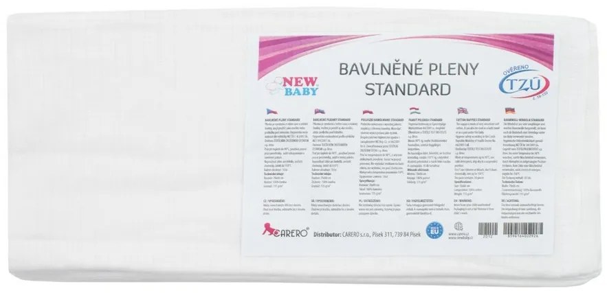 New Baby Bavlnené Plienky Standard 70x80 Cm 10 Ks