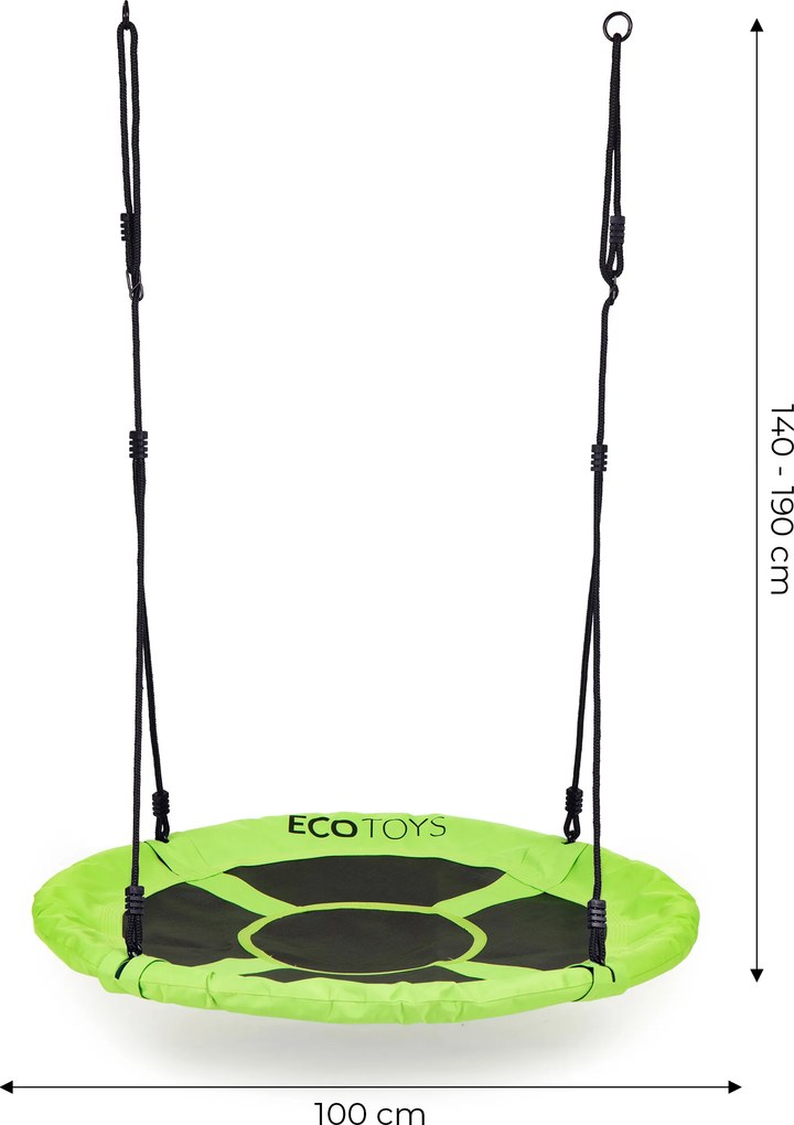 Detská hojdačka bocianie hniezdo 100 cm zelená - záhradná, nosnosť 150 kg ECOTOYS