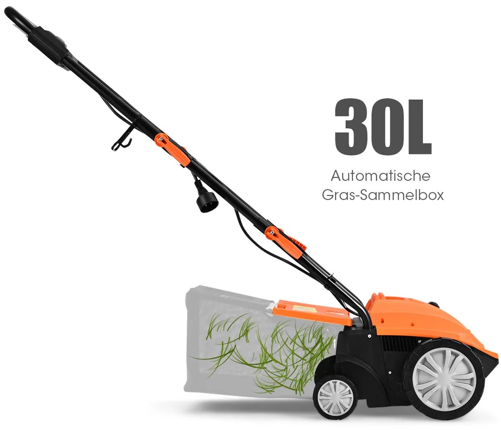 Elektrický vertikutátor 1500W vertikutátor a prevzdušňovač 2 v 1 104,5 x 51 x 103 cm oranžový