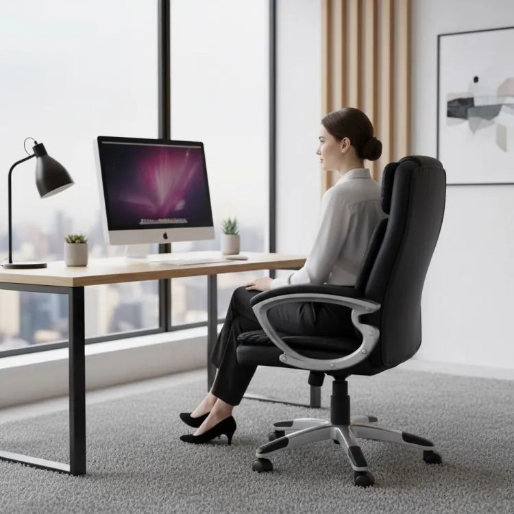 Ergonomická kožená kancelárska stolička s dvojitou výplňou