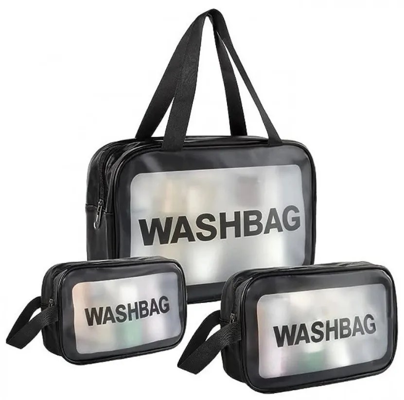 Kozmetická taška WASHBAG sada 3 ks, čierna