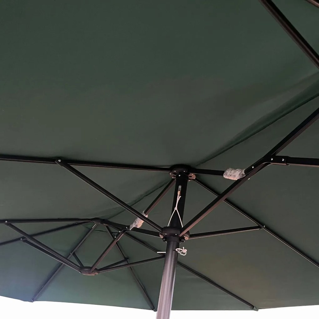 Dvojitý záhradný slnečník TILIA 460x270 cm tmavozelený