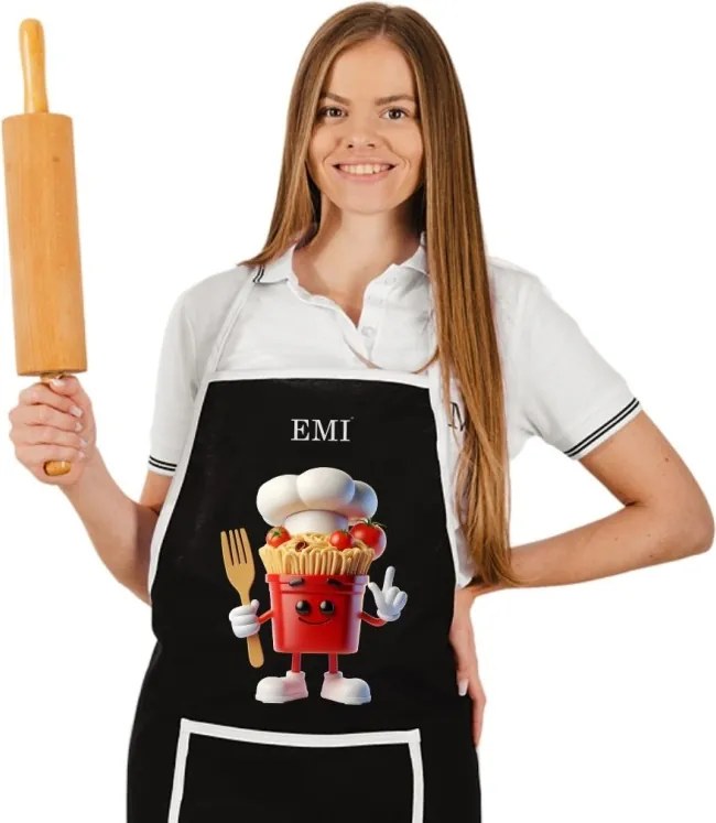 Kuchynská zástera Pasta EMI, čierna