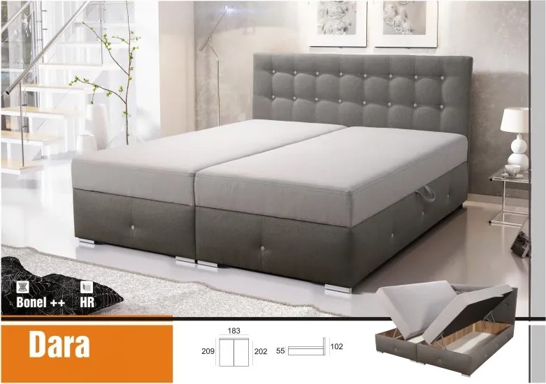 Čalúnená posteľ DARA, 200x180, šedá tm./sv. (gobi 13 / gobi 16)