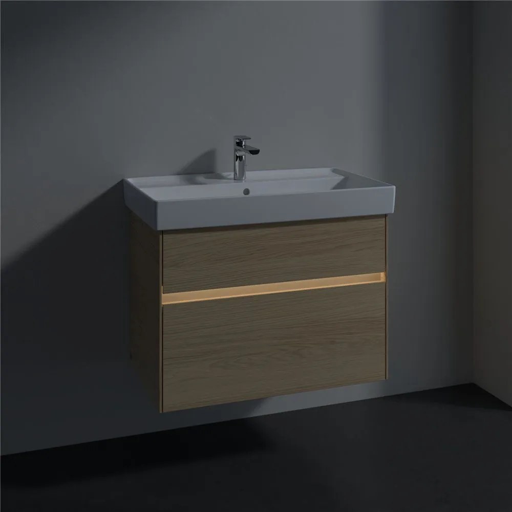 VILLEROY &amp; BOCH Collaro závesná skrinka pod umývadlo, 2 zásuvky, s LED osvetlením, 754 x 444 x 546 mm, Nordic Oak, C010B0VJ