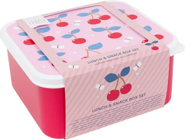Sada 4 škatuliek na obed a desiatu čerešne