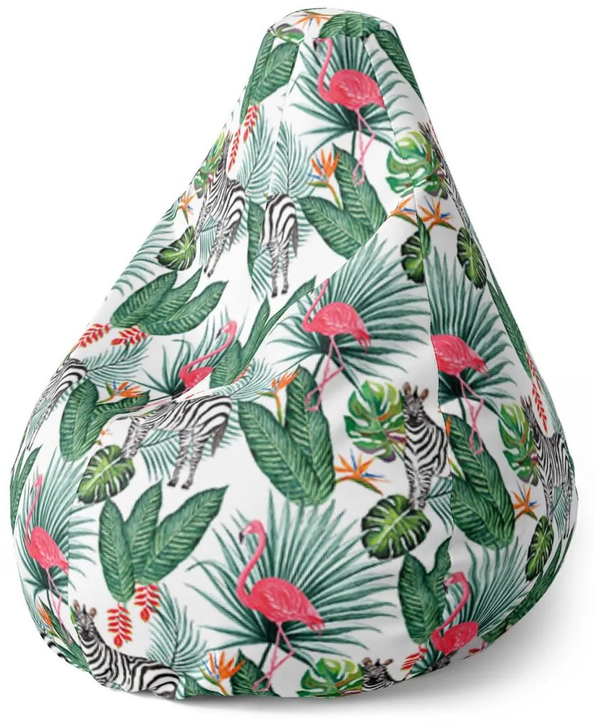 Sablio Sedací vak Pear Zebra a Plameniak - 140 x 100 x 25 cm