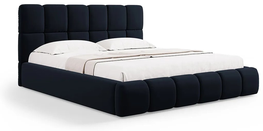 Micadoni Bellis moderná posteľ - Tmavomodrá, Zamat, 200 cm