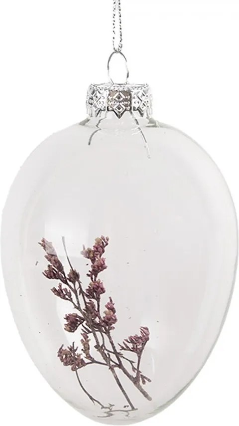 Závesné sklenené vajíčko s kvetmi Egg Bloom - Ø 7*10 cm