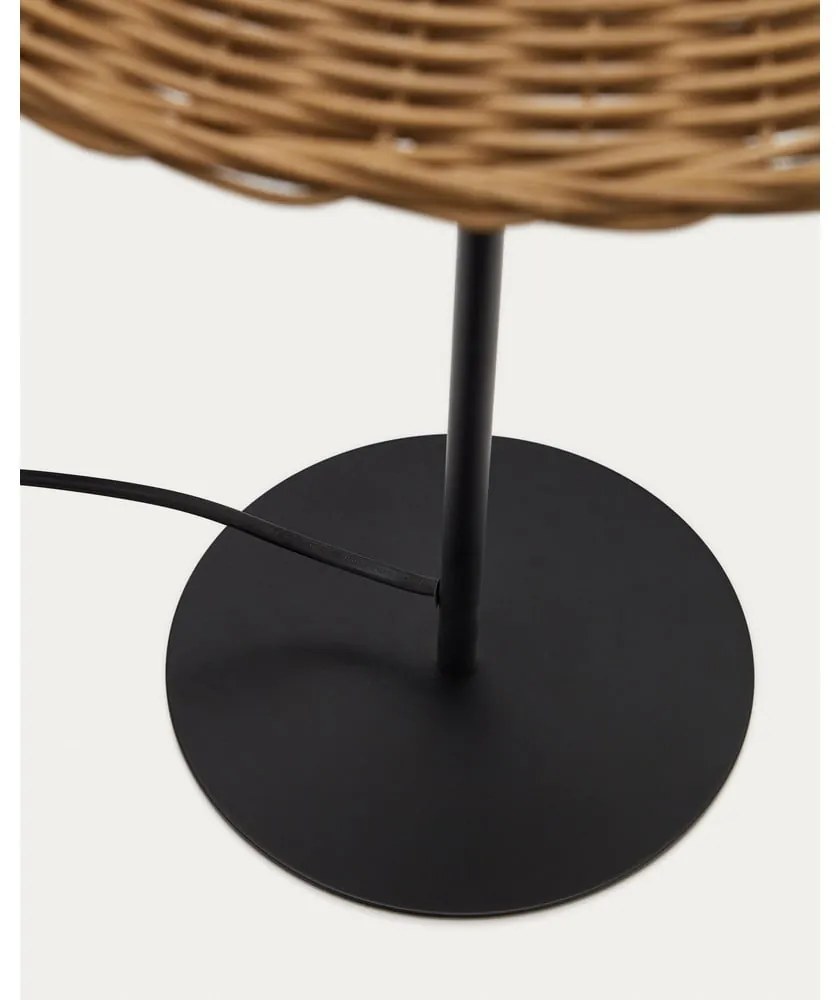 Stolová lampa s ratanovým tienidlom v čierno-prírodnej farbe (výška 50 cm) Urania – Kave Home